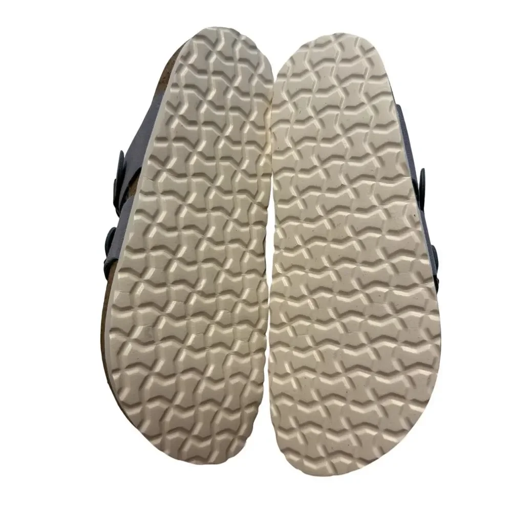 Cushionaire Luna Cork Footbed Sandal Suedes in Blue, Size 7.5